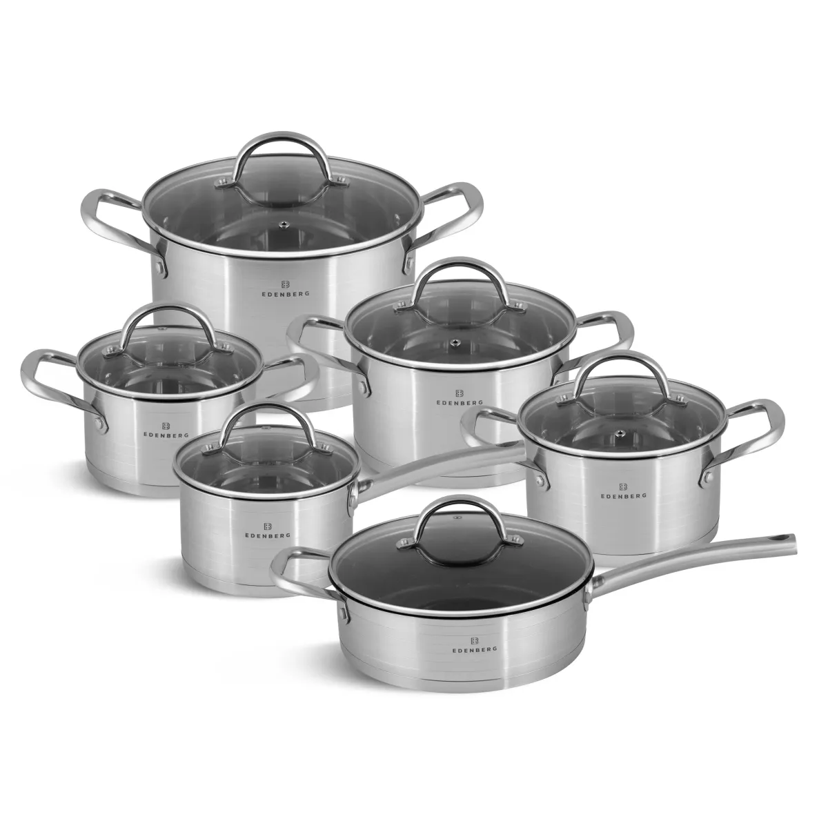 Stainless Steel premium Cookware set with Tempered Glass Lids EB-7701