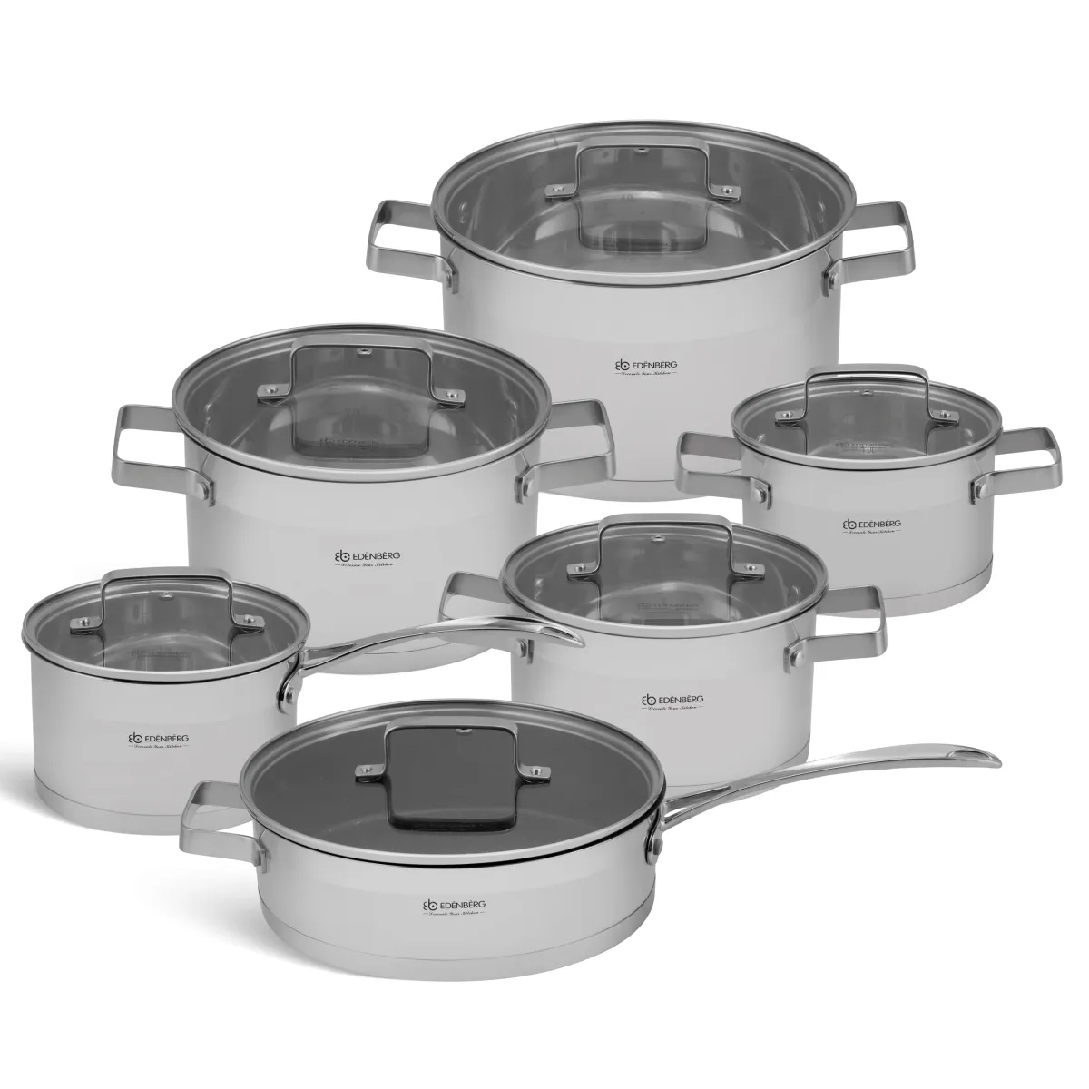 Edenberg Stainless steel Cookware set with marble frypan 12pcs EB-4067