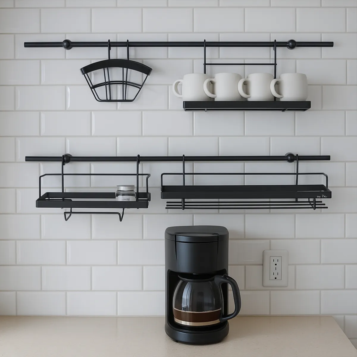 Kitchen railing set 16 pcs Black - KB-8516E
