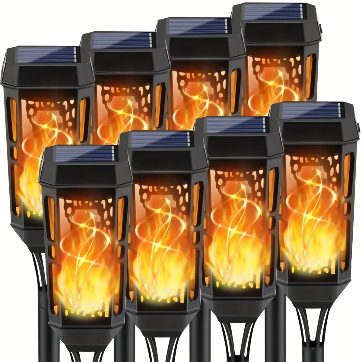External Solar Flickering Flame Torch 12 LED KDM1065