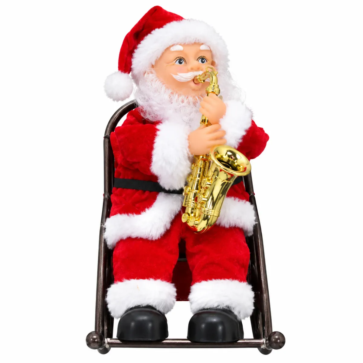 Christmas Decorations Santa Claus Figure with Musical Saxophone - Y9088
