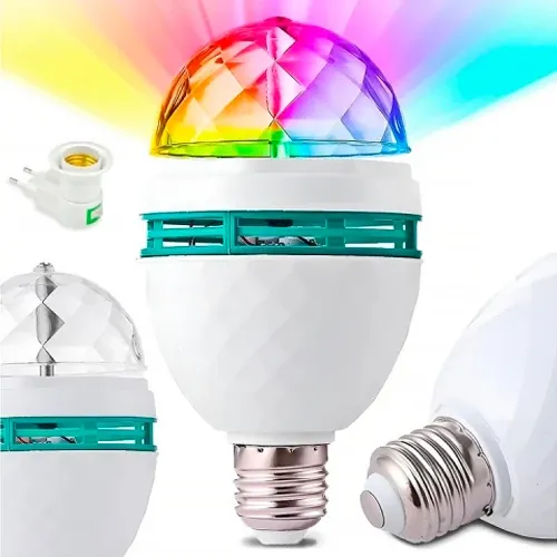 Rotating E27 Disco Bulb with Socket Adapter RGB