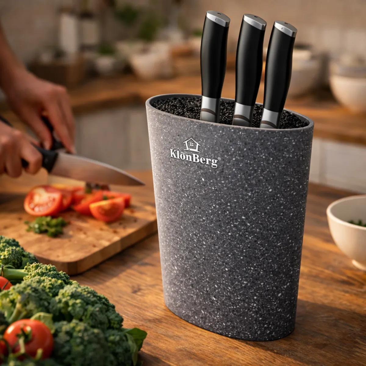 Knife Block with PET Straw Insert Grey KlonBerg KB-3206G