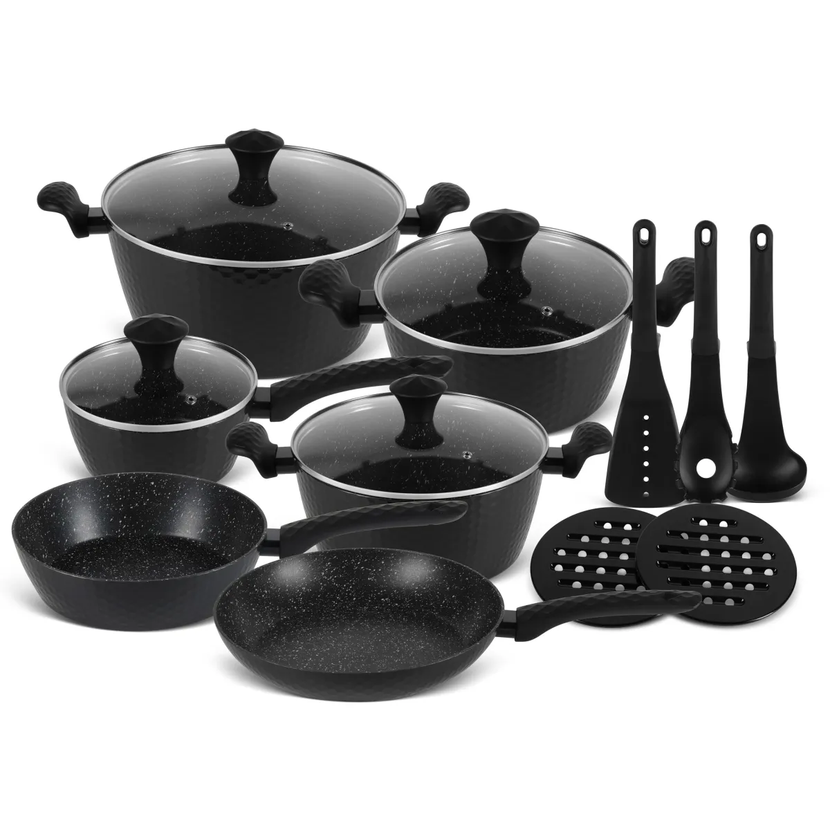 EDENBERG COOKWARE SET WITH KITCHEN TOOLS 15PCS - BLACK EB-5634