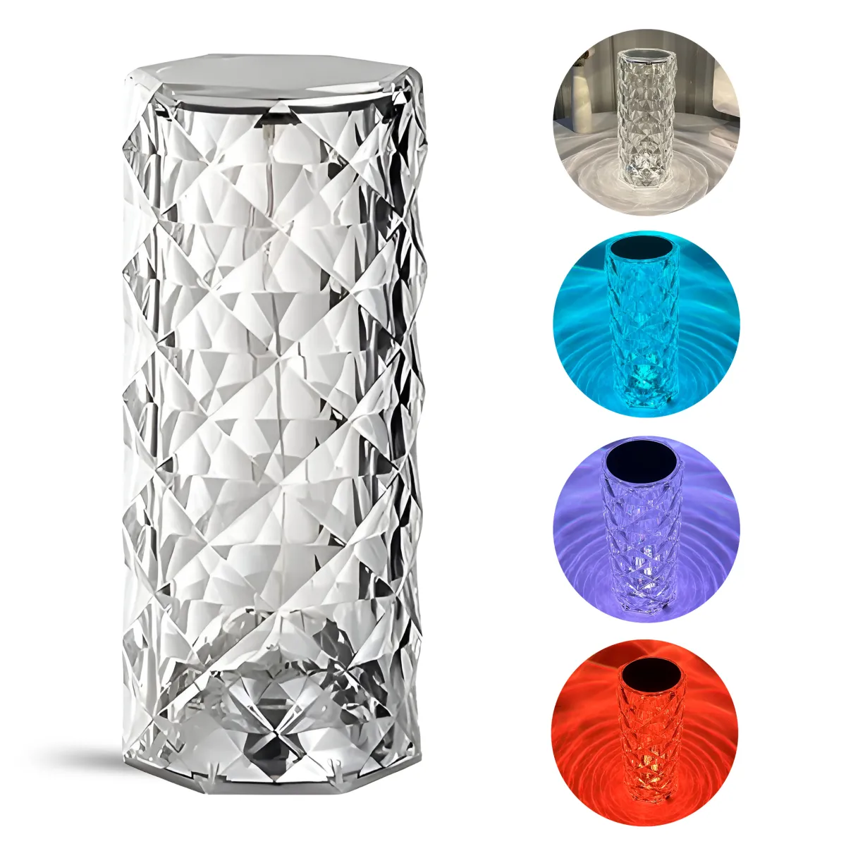 Roos Kristal Diamant Tafellamp met Afstandsbediening - TL1115