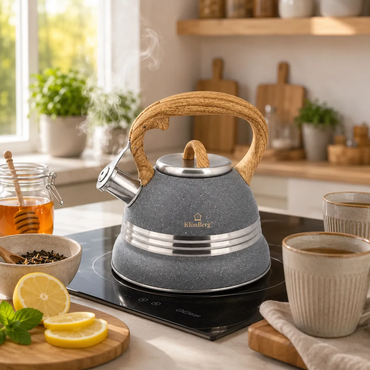 Stainless Steel 3.0L Whistling Tea Kettle with Marble Coating KB-6645