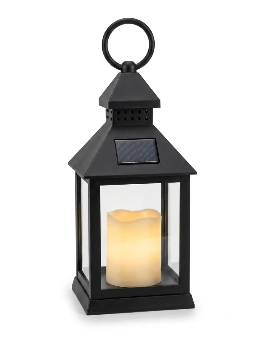 Solar Led Candle Lantern Black
