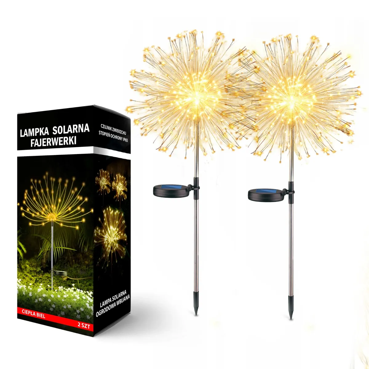 Solar Firework Stake Lights - Warm White - 2 Pcs | SL1129