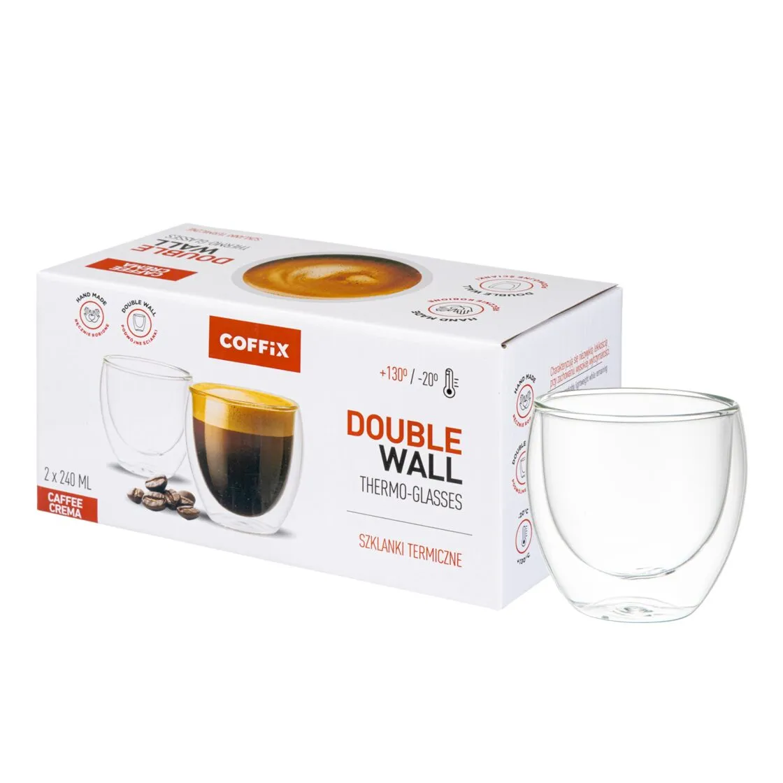 Thermal Glasses with Handle for Caffe Crema (2x240 ml)