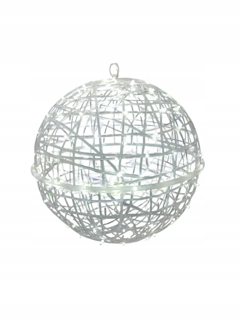 CHRISTMAS OUTDOOR BALL HANGING DECORATION 80 LED - 20CM COLD WHITE - CP1179