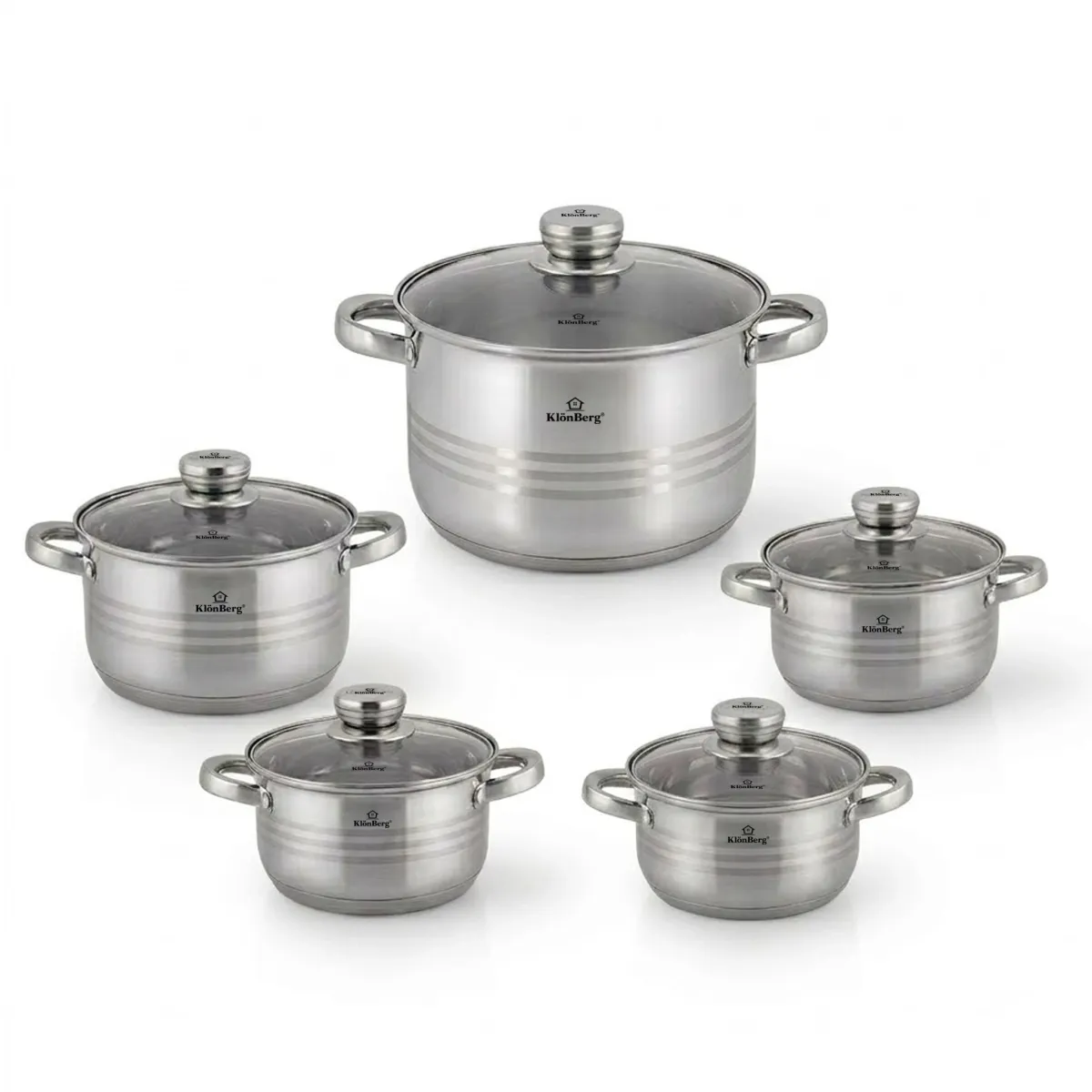 Nonstick Cookware Set 12-Piece Stainless Steel Pots with Lids