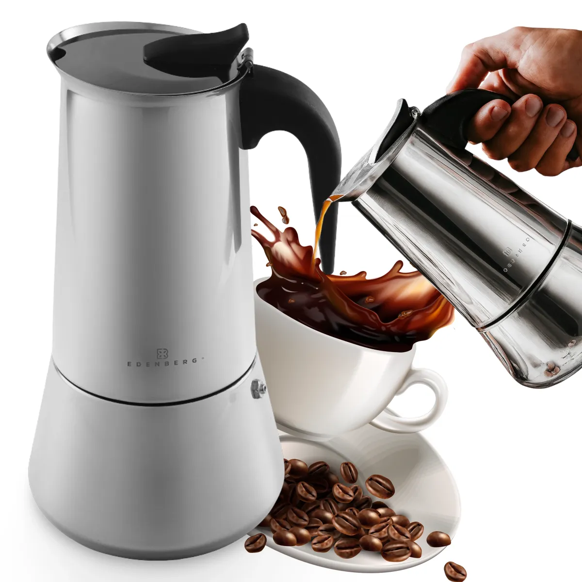Edenberg Espresso 450ml coffee maker 9 cups Stainless Steel EB-9305