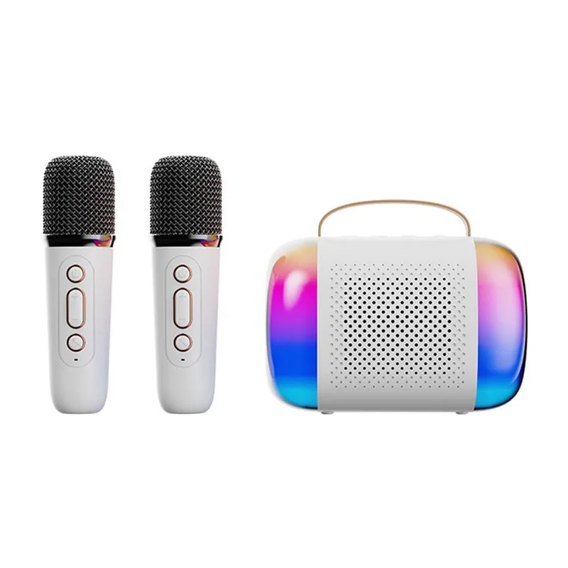 Bærbar Bluetooth karaokesæt med LED-højttaler og to mikrofoner KDM0666