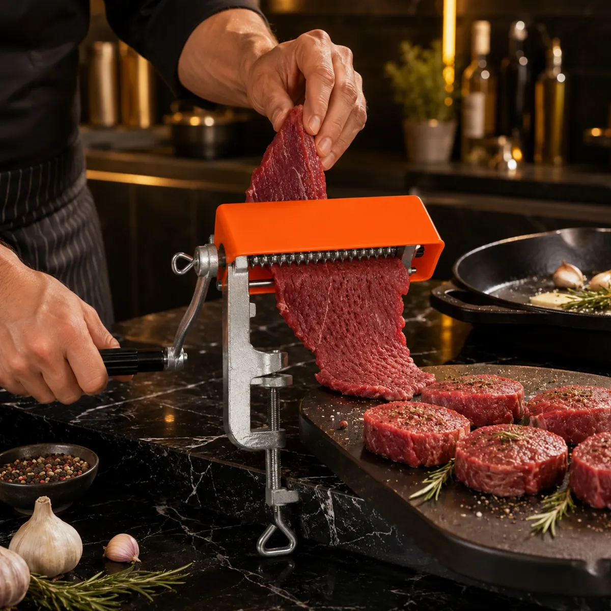Meat Grinder Manual Meat Tenderizer Machine with Clamp-On Design