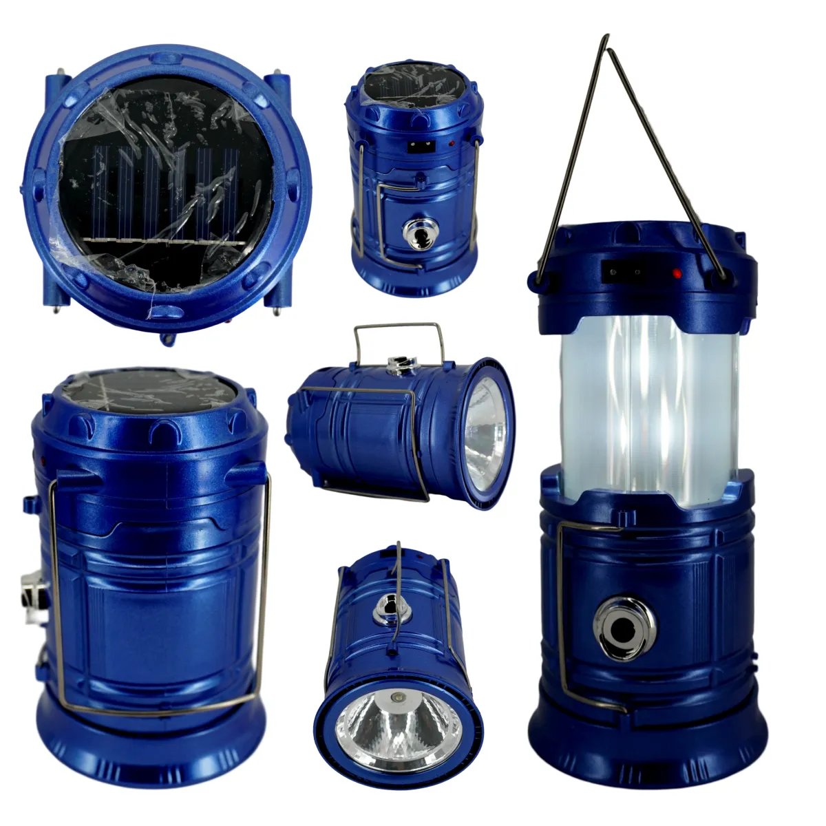 Lampa kempingowa solarna LED Ortex niebieska | OX-7051BL