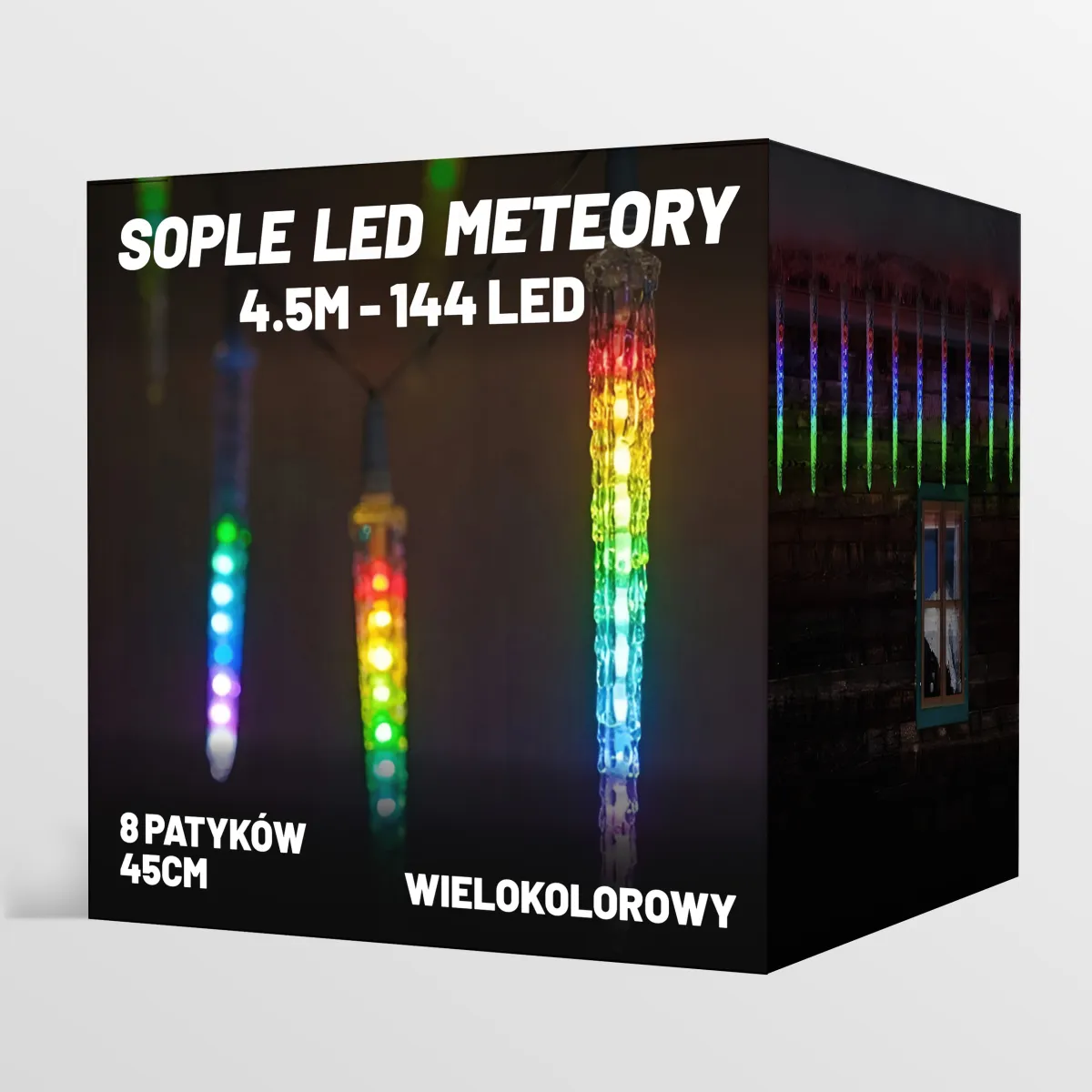 ICICLES LED METEOR LIGHTS - 4.5M - 8 STICKS 45CM - 144 LED  MULTICOLOR (RGB) - CP1177