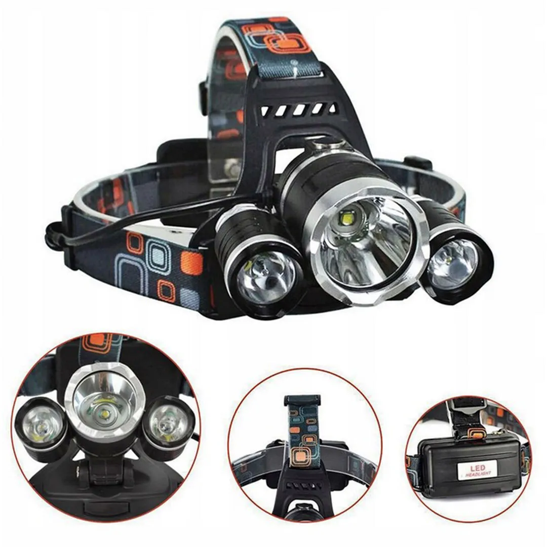 Powerful Headlamp 3 X Led T6 Cree Rechargeable Headlamp - HL1114