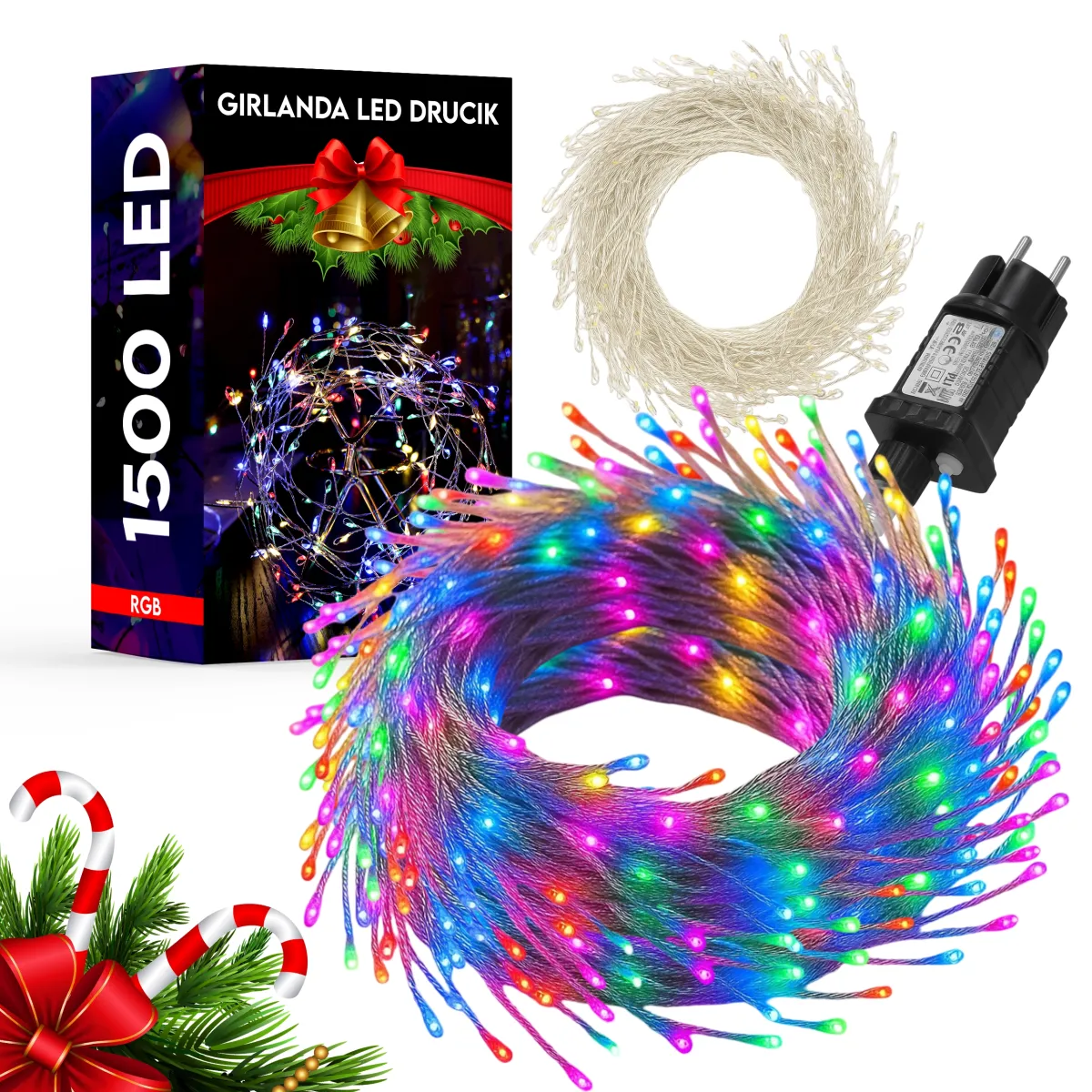 Christmas Garland String Lights - 1500 LED - 60M - Multicolor (RGB) - 8 Mode-L090958