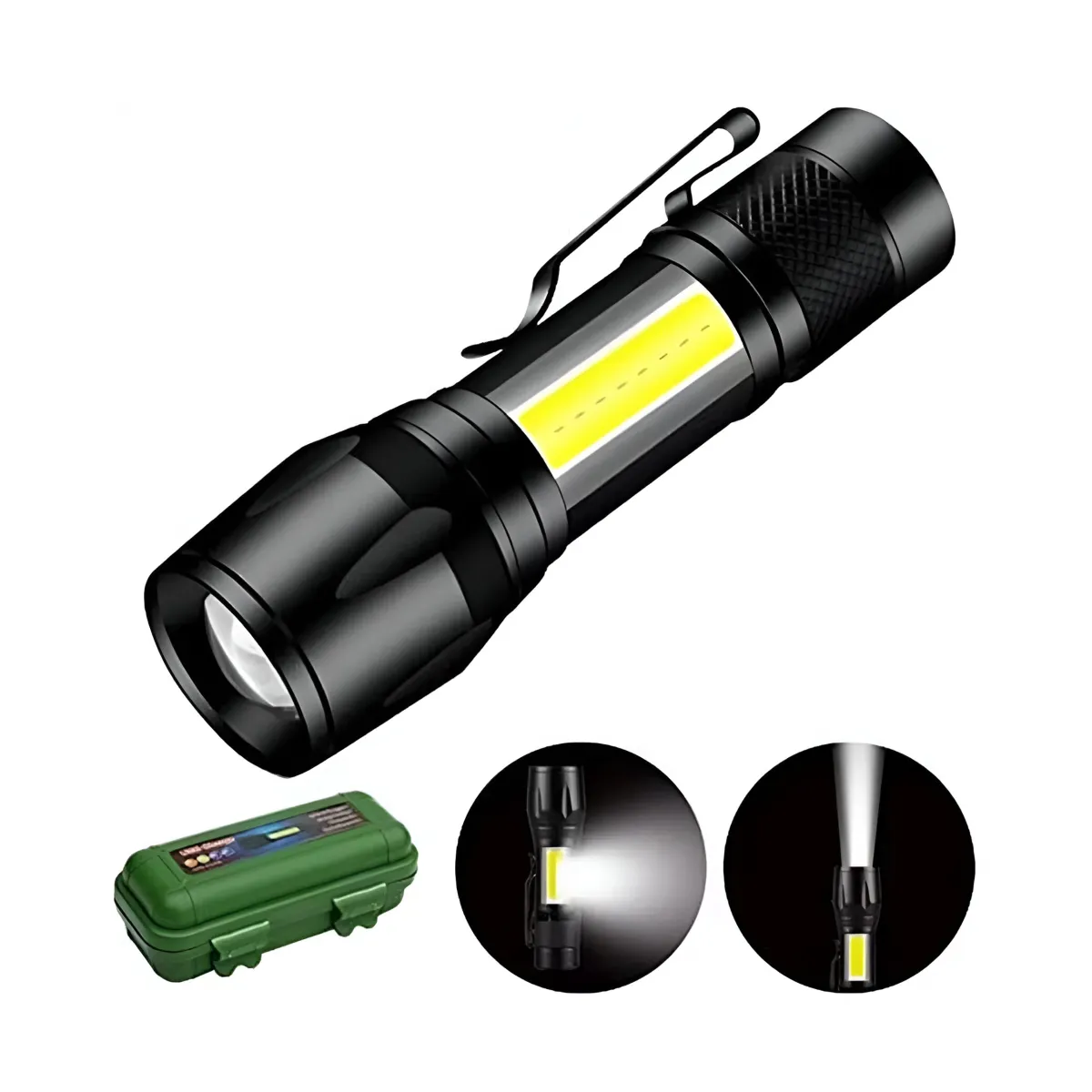 TACTICAL LED LIGHT ZOOM SIDE CLIP RECHARGEABLE USB - FL1135