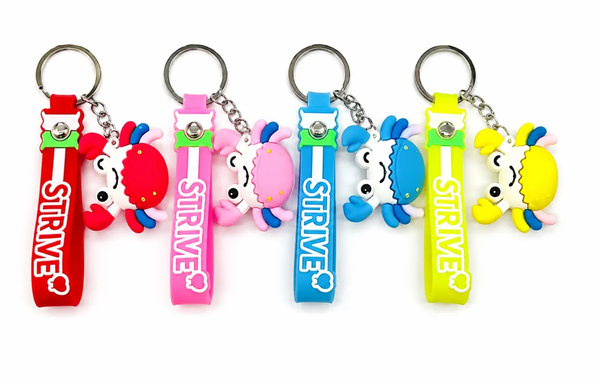 Crab Character Keychain with “STRIVE” Strap 4 Colour Variants