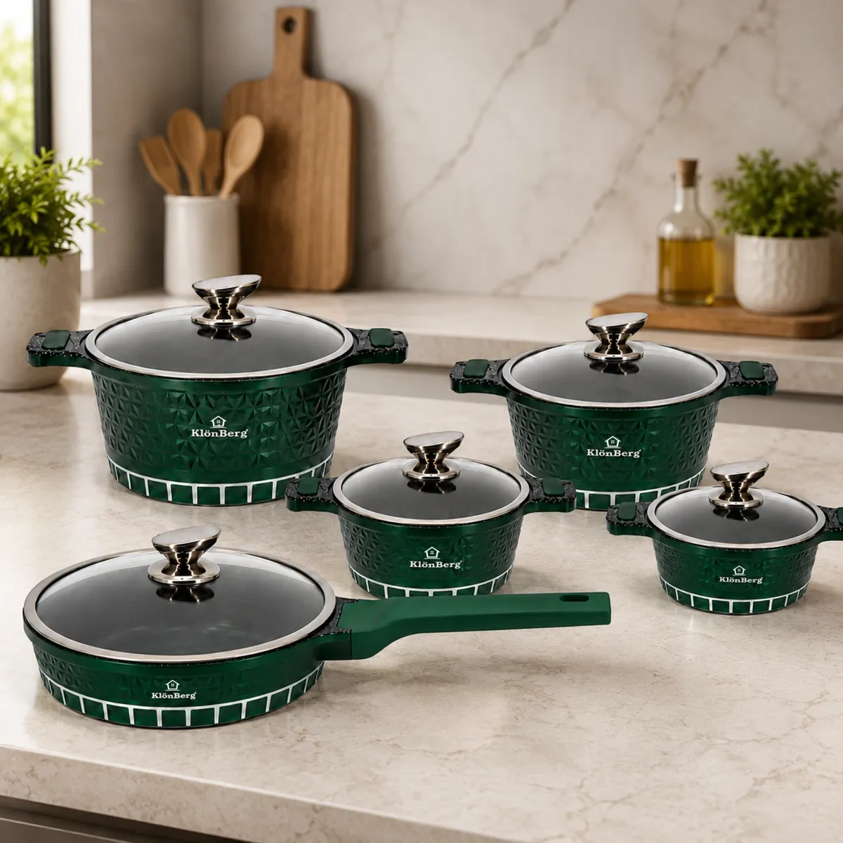 Ceramic Marble Cookware Set 10 Piece Induction