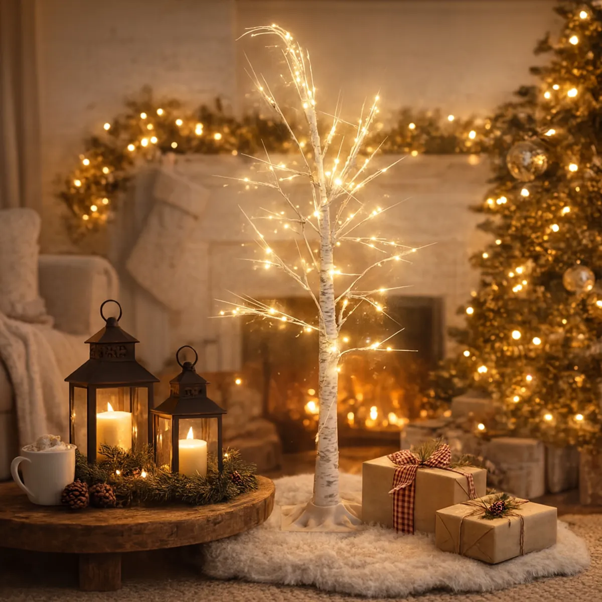 LED Birch Christmas Tree, 150 cm, 90 LEDs, Warm White  - L090851
