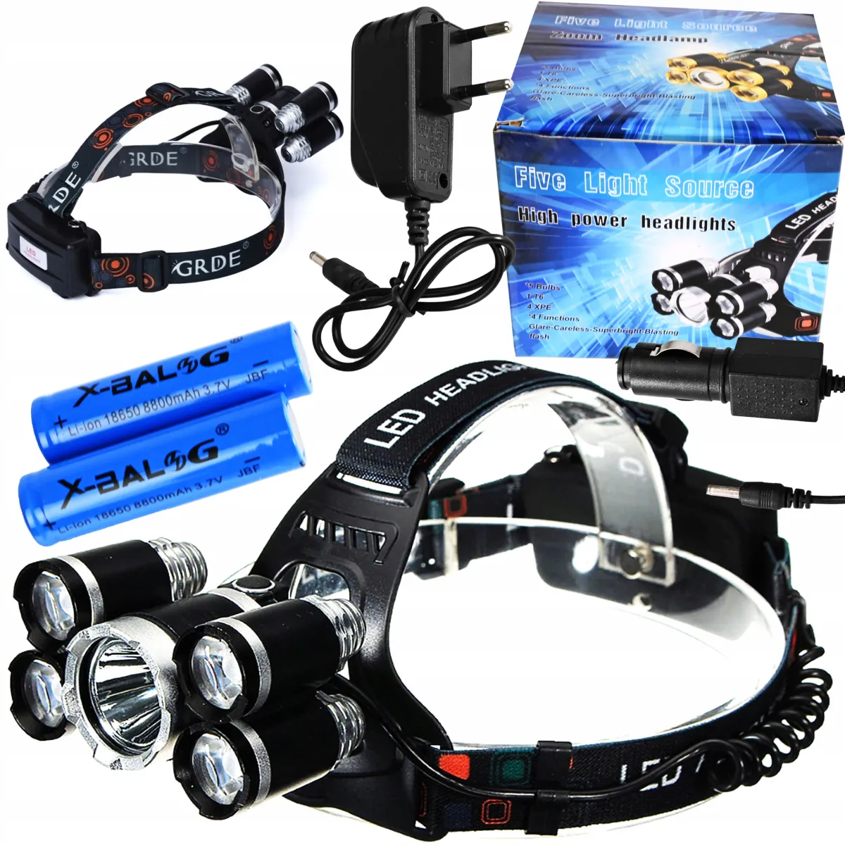 5-LED Aufladbare Zoom-Stirnlampe - HL1112