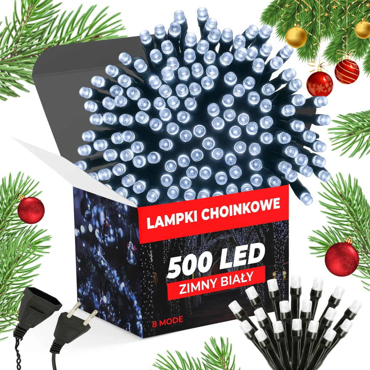 CHRISTMAS TREE LIGHTS 500 LED  30M - COLD WHITE - 8 MODE (NORMAL) - CP1144