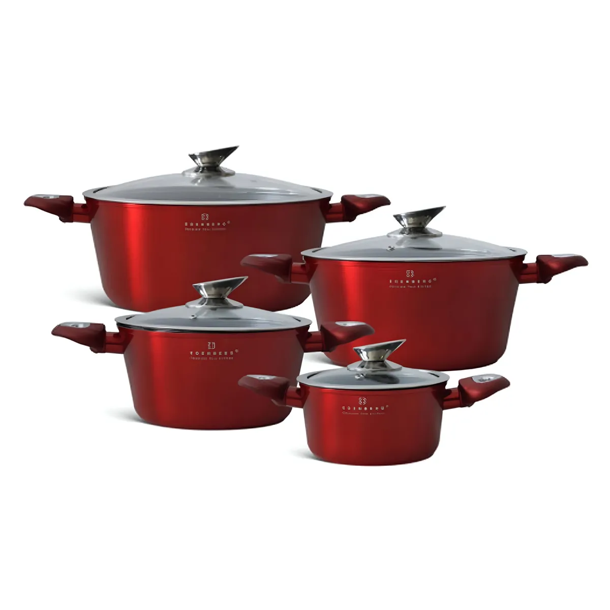 Edenberg cookware set 8 pcs - Aluminium with ceramic marble coating red  EB-7433