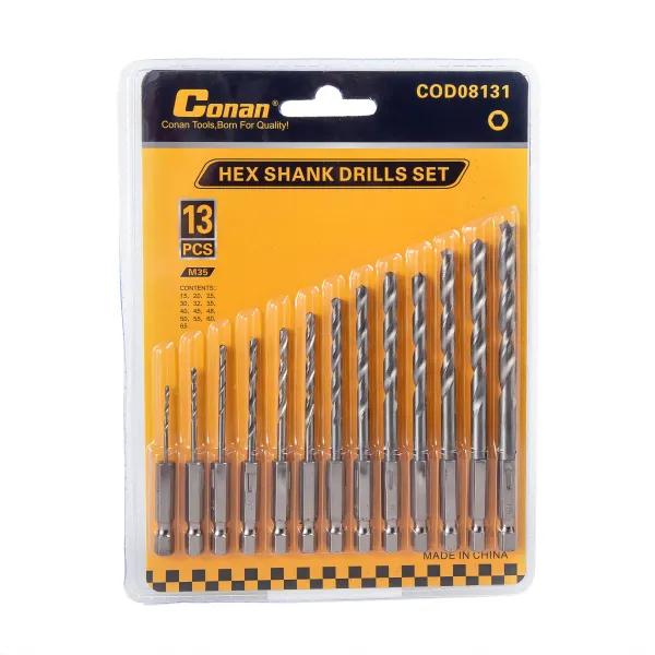 Conan 13-Piece M35 HSS-Co Hex Shank Drill Bit Set for Metal KDM0969