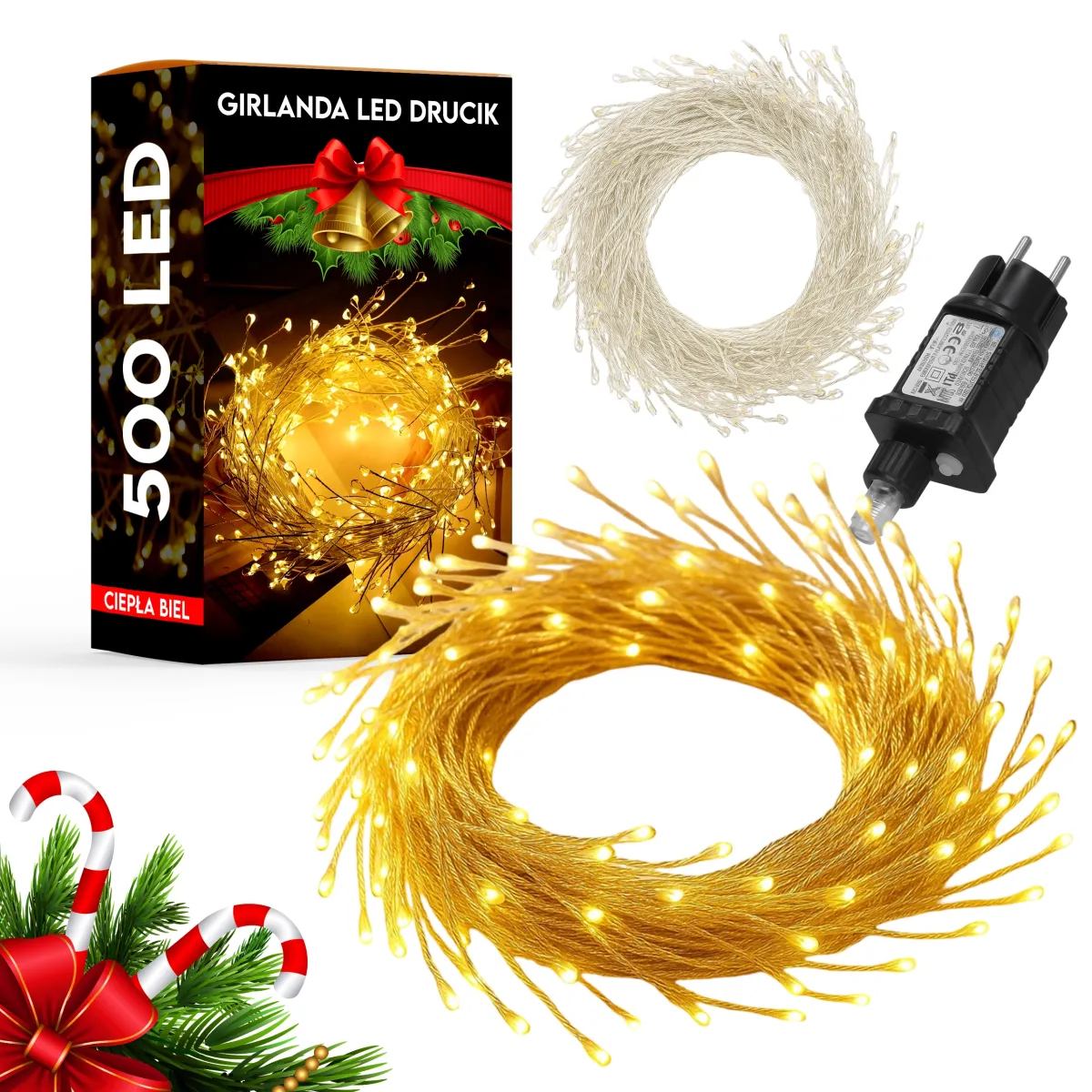 Christmas Garland String Lights - 500 LED - 20M - Warm White - 8 Mode L090960