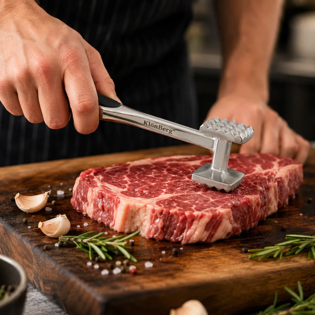 Double-Sided Meat Tenderizer Hammer with Soft Grip Handle