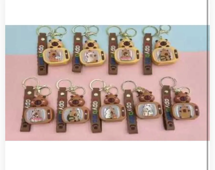 789024 Cute Retro Television Capybara Keychain CollectionCute Retro Television Capybara Keychain Collection