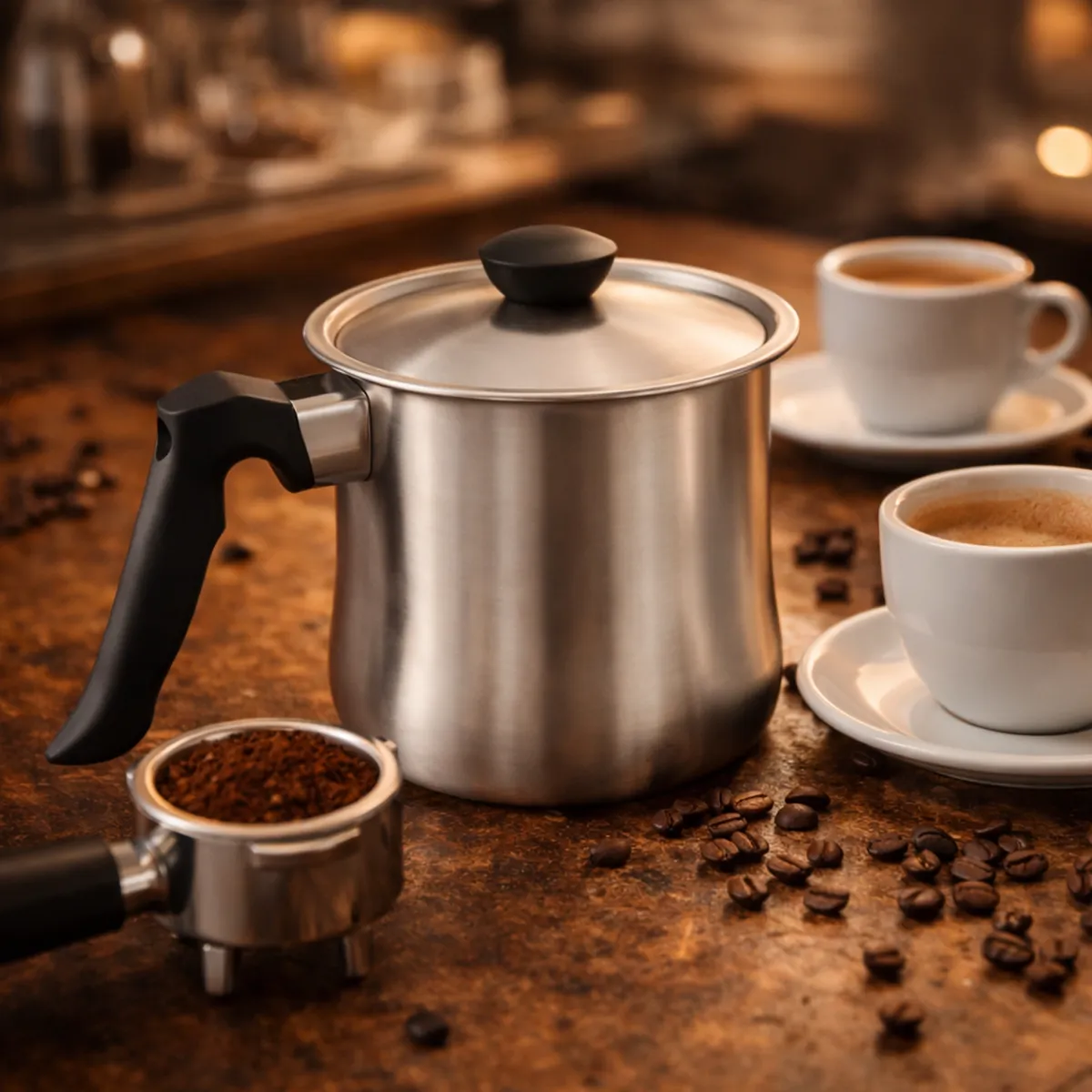 Double Wall Milk Pot 1.0L Stainless Steel Milk Boiler with Whistle KB-2601