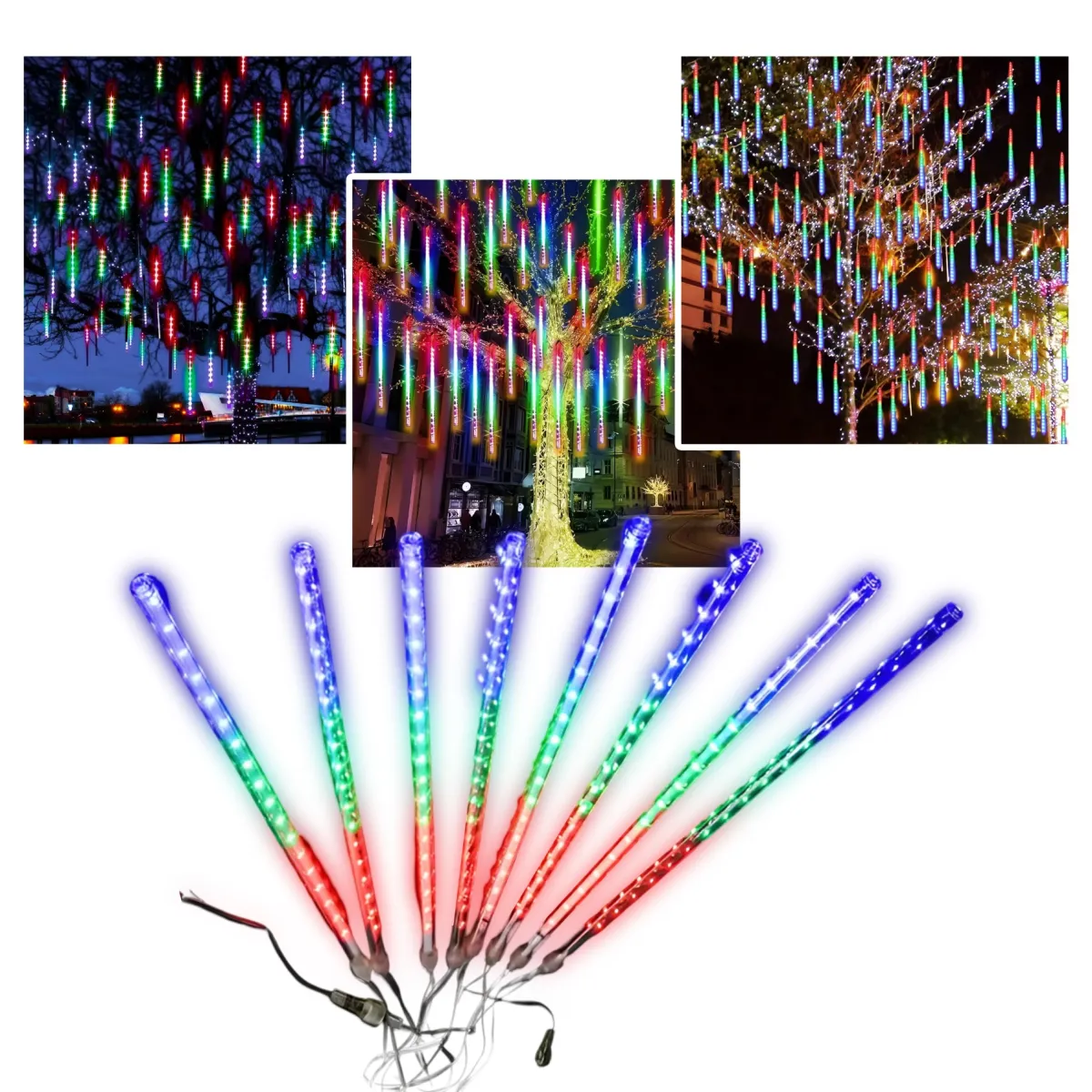 CHRISTMAS LIGHTING METEOR SHOWER 40CM 8 STICKS 144LED - RGB- CP1163