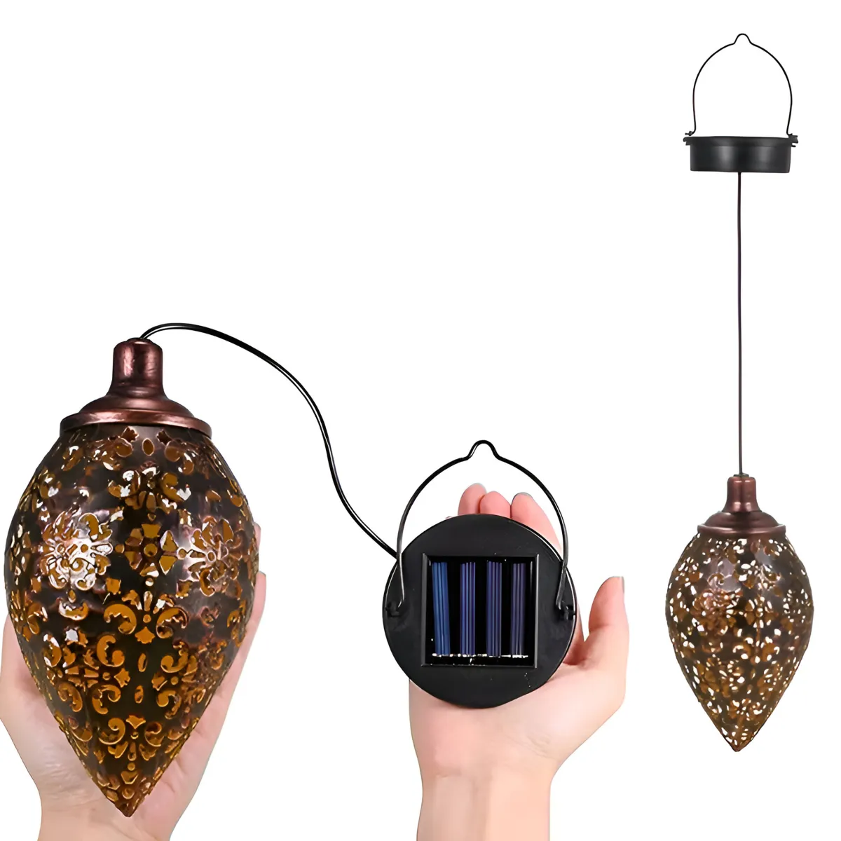 Solar Olive Shaped Hanging Metal Lamp 1 pcs - SL1182