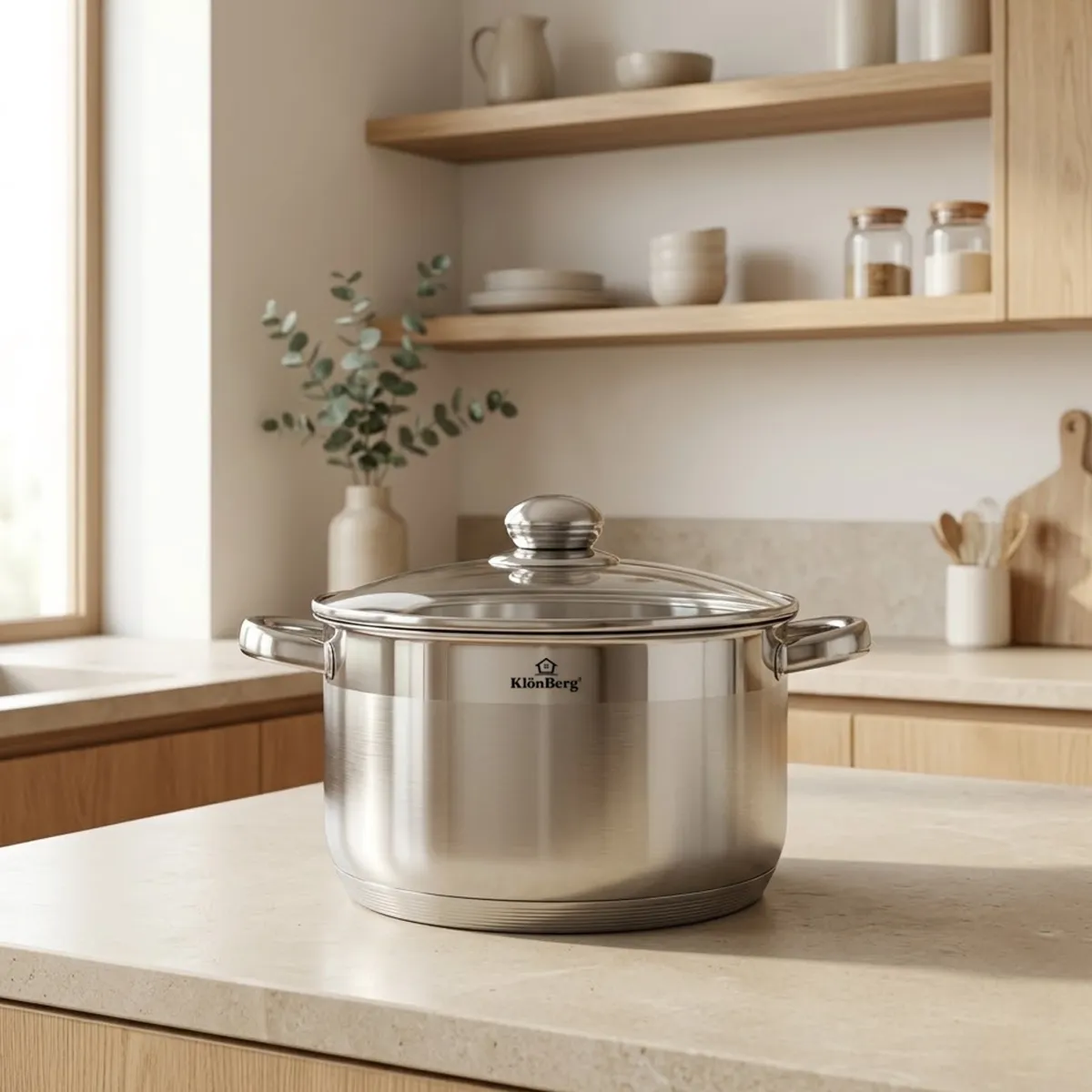 Stainless Steel Stock Pot Set with 5-Layer Base 38cm and 40cm