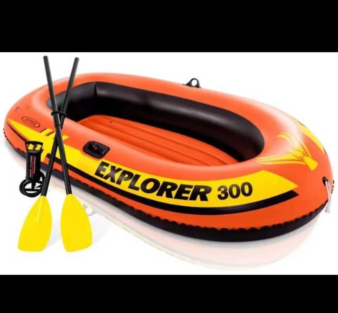 ntex Explorer 300 3-Person Inflatable Boat Set with Oars & Air Pump (211 x 117 x 41 cm)