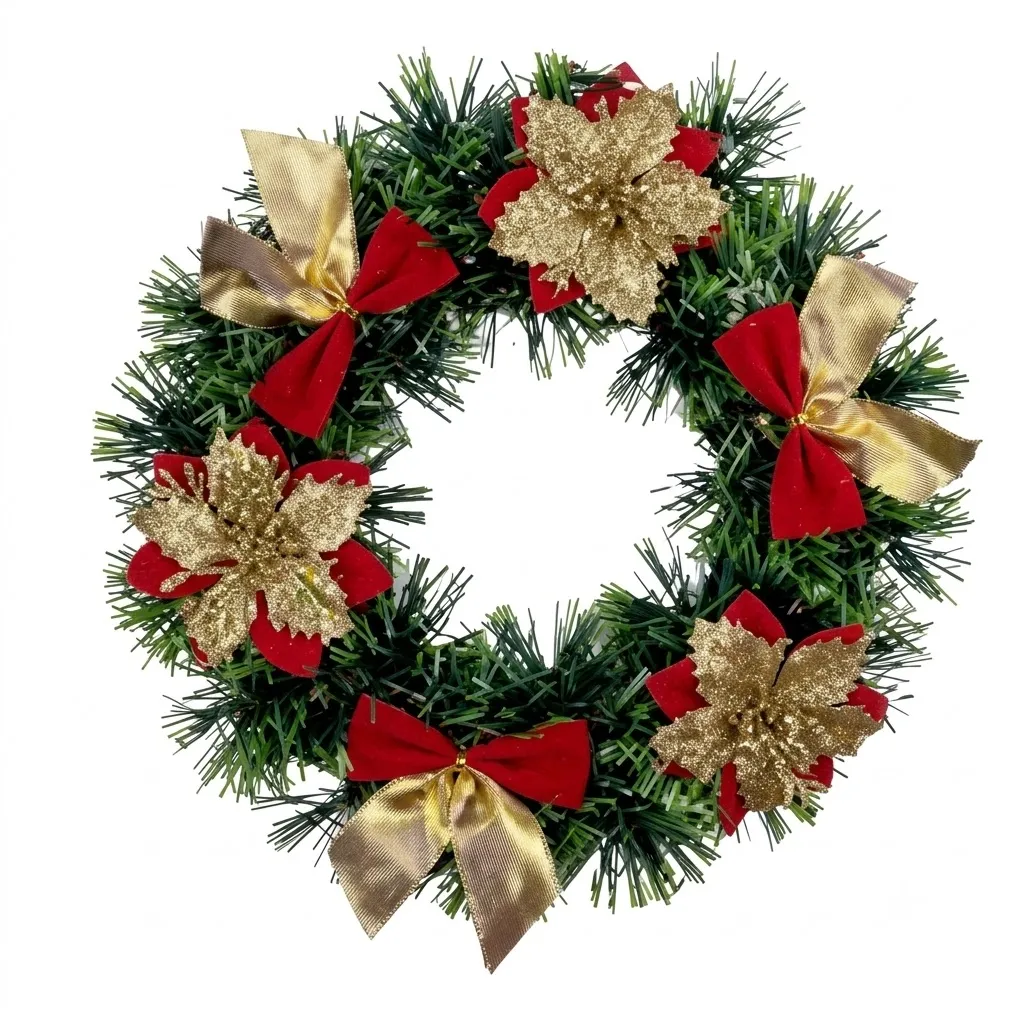 Decorative Christmas Wreath 25 cm with Bows and Flowers - PX- 790768