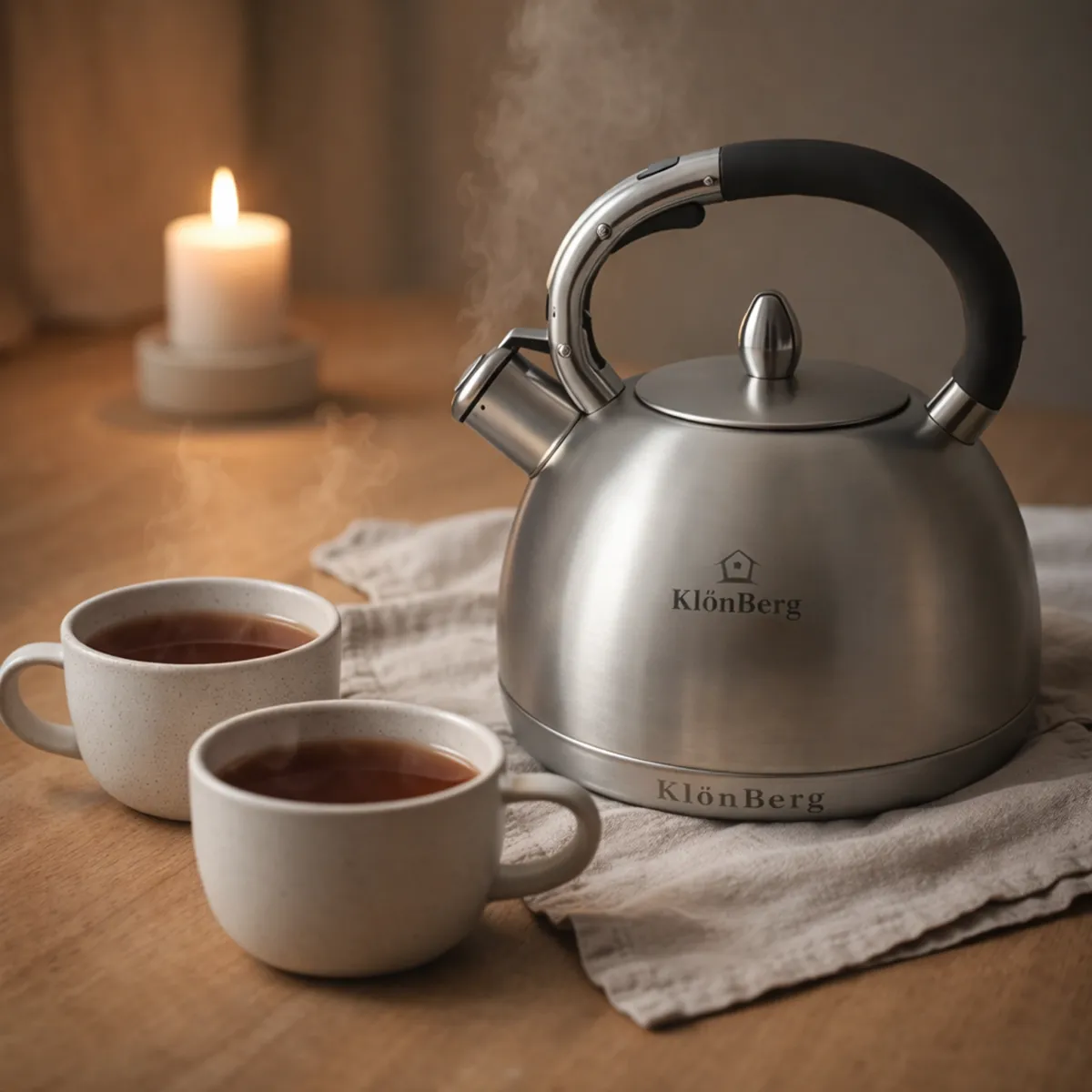 Stainless Steel Whistling Kettle 3L Silver for Induction with Soft Handle KB-6606
