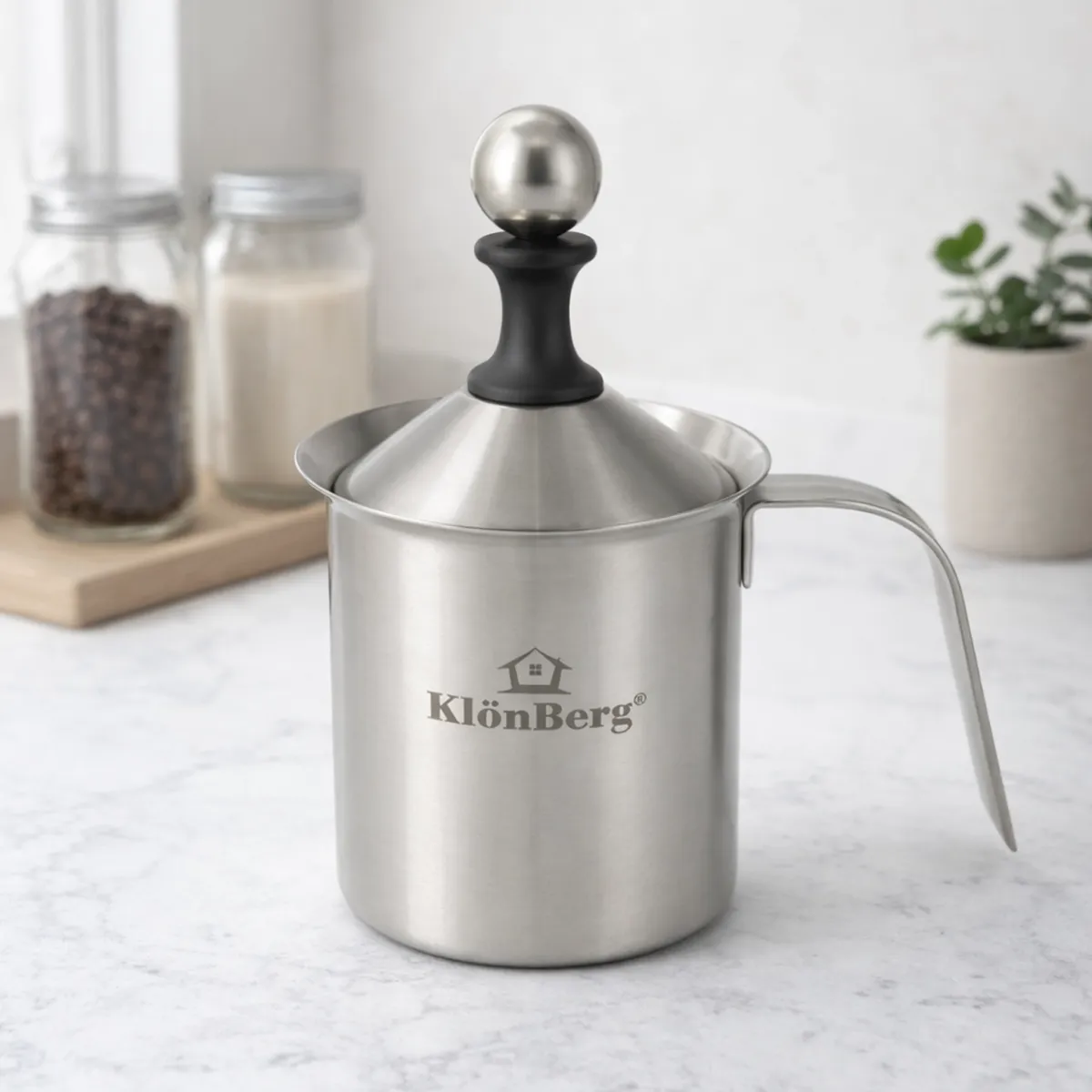 Milk Frother 400ml Stainless Steel Manual Beater – Induction Compatible KB-1320