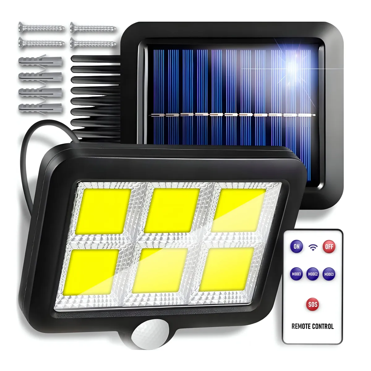 Solar Sensor Wall Lamp With Remote COB LED | SL1202 (T09)