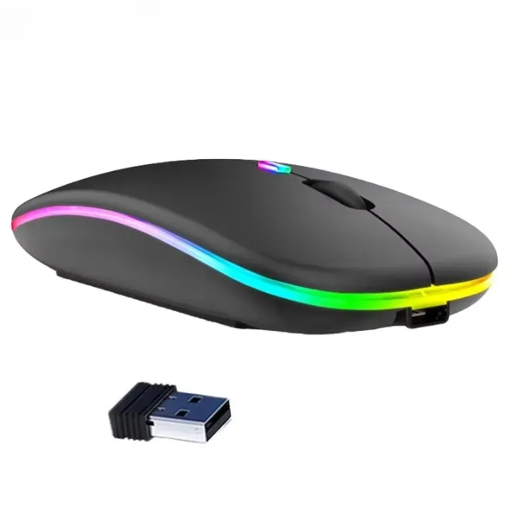 RGB Wireless Charging Mouse with Bluetooth 5.2 and 2.4G - Black KDM0446