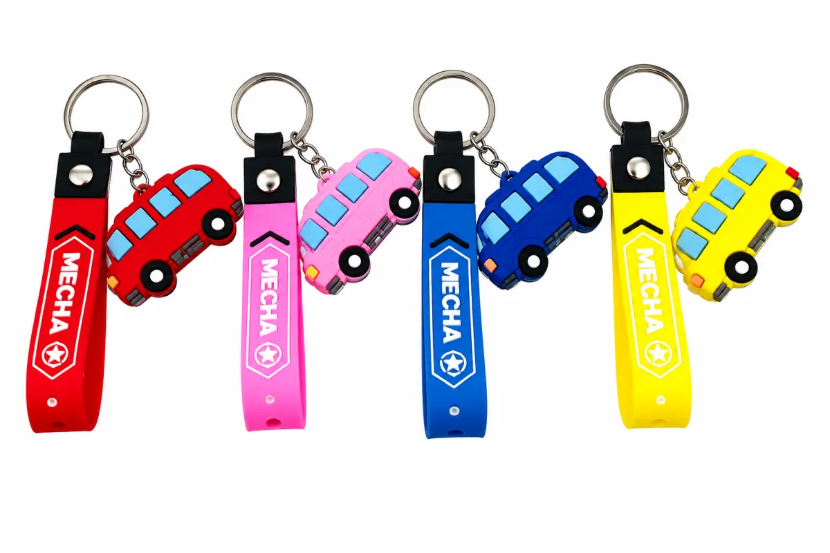 Bus Keychain with Colorful Strap 4 Colour Variants