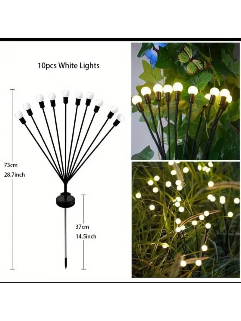 Solar lights / ground spike balls, 10 balls in cold white KYS0170