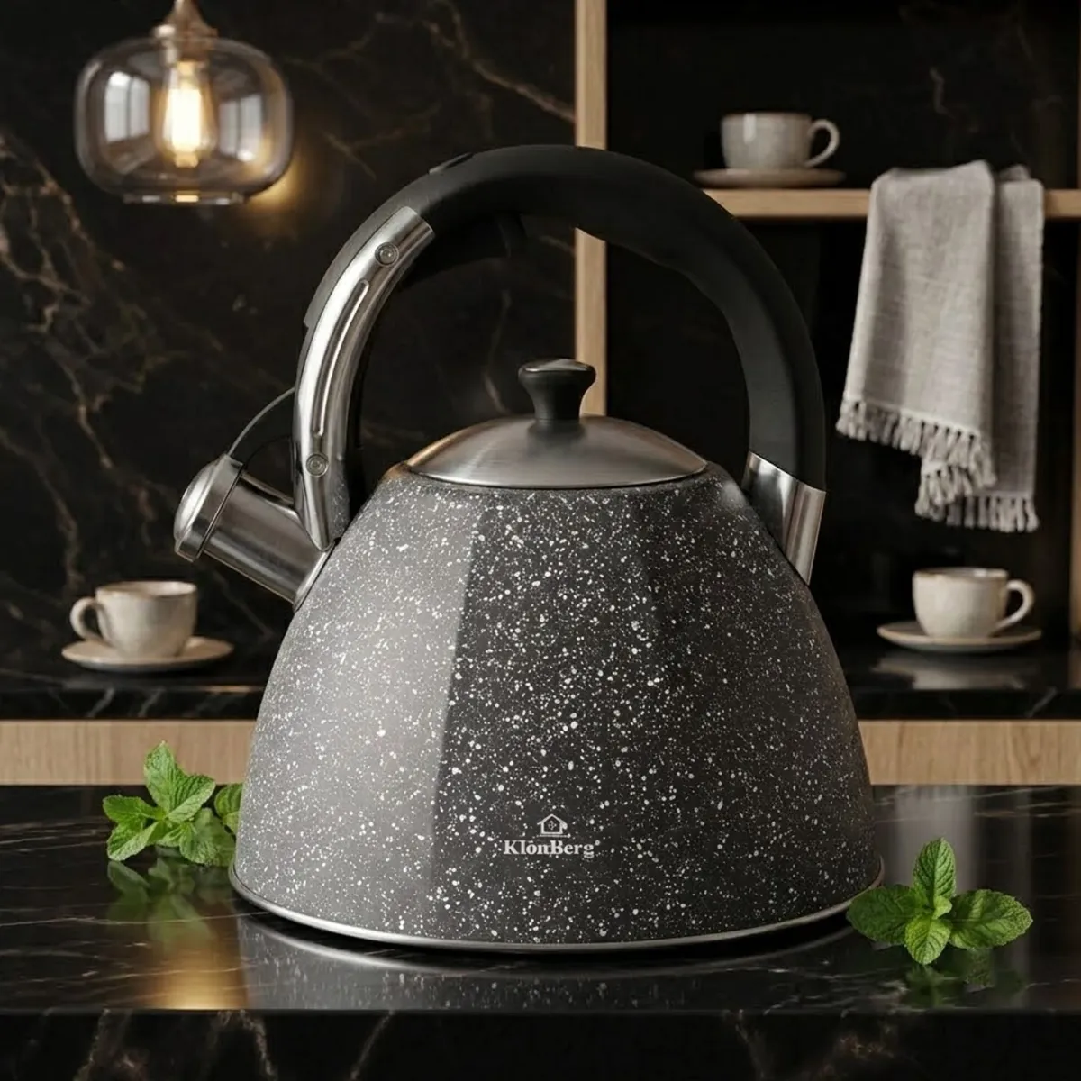 Whistling Kettle 3.0L Stainless Steel Granite Grey Finish Induction Compatible