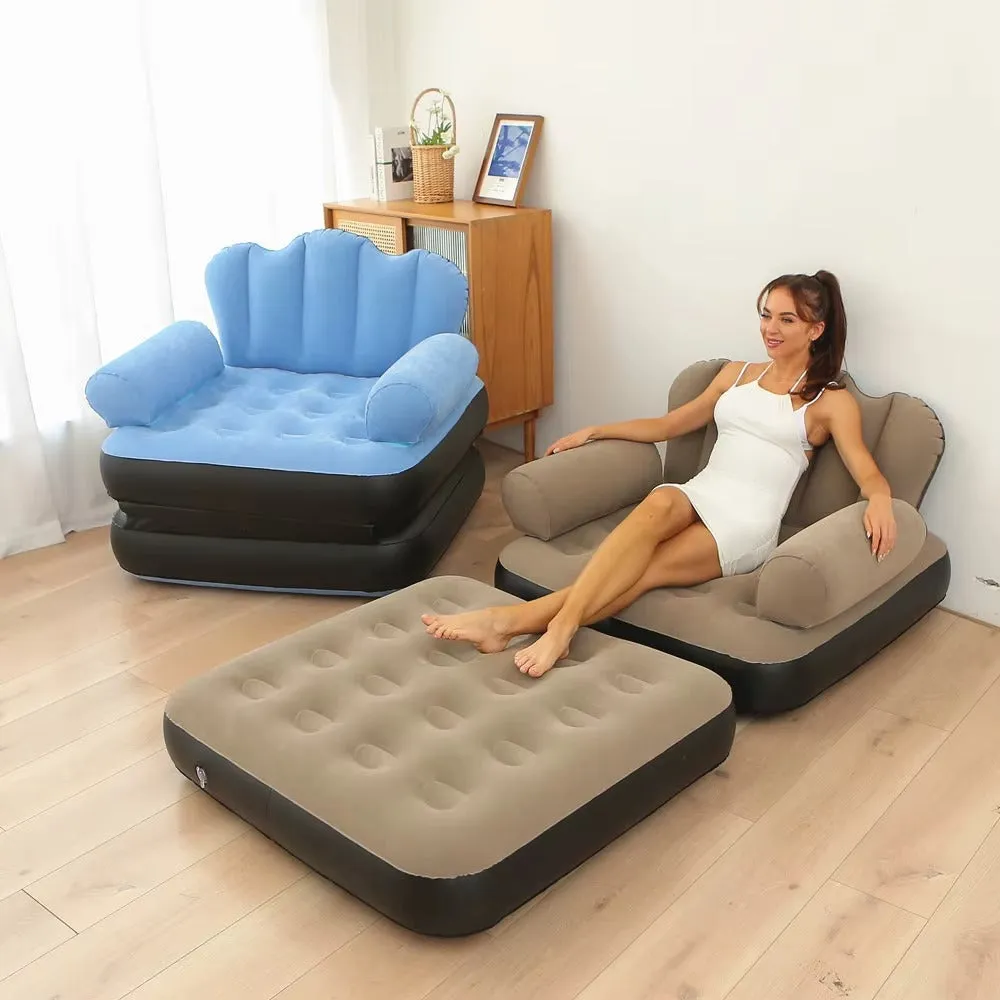 Inflatable Sofa Chair with Ottoman - Portable Lounge and Guest Bed KDM0074