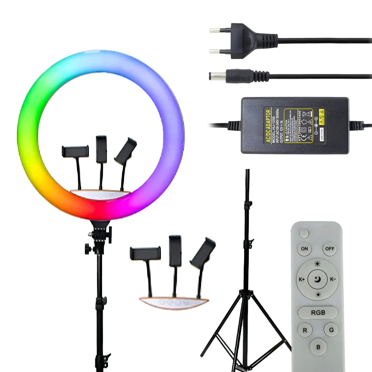 RGB LED RING LAMP TRIPOD AND PHONE HOLDERS - MPA1113