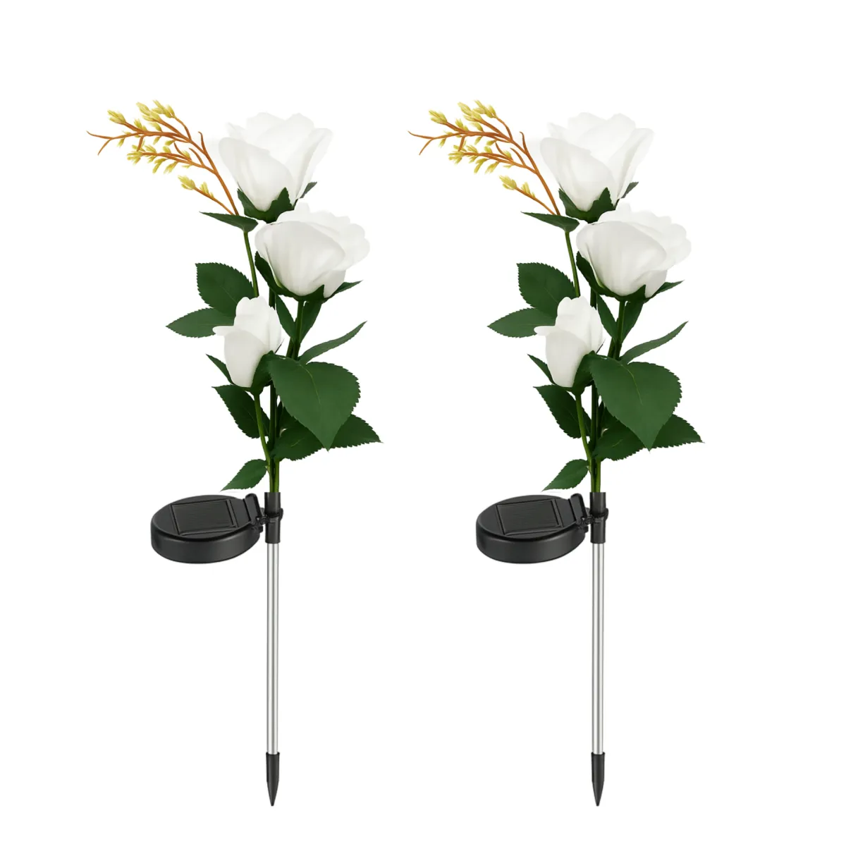 Zonne-roos tuinlicht RGB 80 cm schemersensor set 2