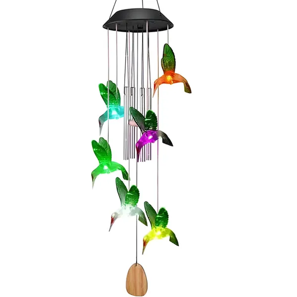Solar Hummingbird Hanging Lamp with Wind Chimes LED 78 cm Garden Waterproof Decoration